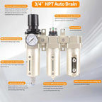 3/4" NPT Industrial Grade 3 Stage Air Compressor Drying System, 0-240 PSI - Image 4