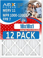 18x18x1 Air Filter MERV 11 Rating, 12 Pack of Furnace Filters Comparable to MPR by AIRXFILTERSWICKEDCLEANAIR