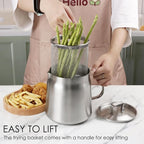68oz 304 Stainless Steel Oil Filter Pot, Heavy Duty Bacon Grease Container & - Image 2