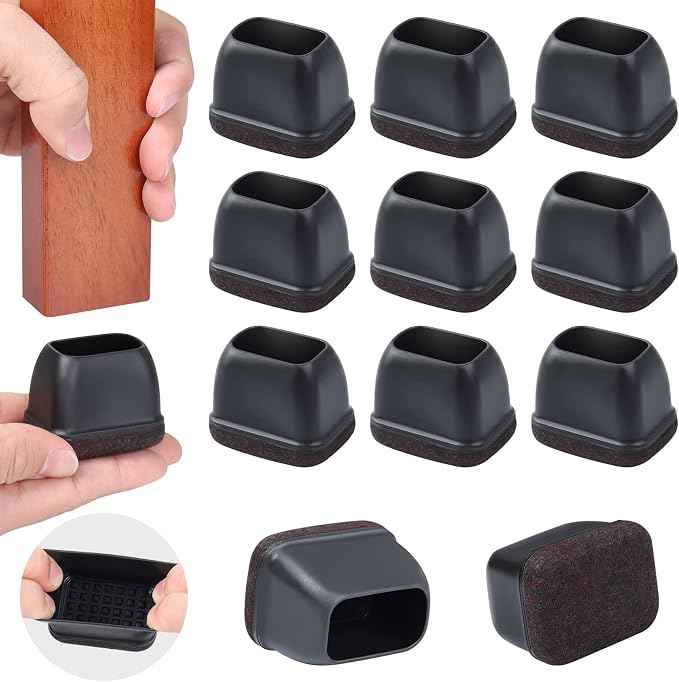 Ezprotekt 16 Pcs Rectangle Silicone Chair Leg Floor Protectors, Felt Rectangle