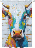 Sheer Curtains 63 Inch Length, Funny Colorful Cow Semi Sheer Curtains Light by Unknown
