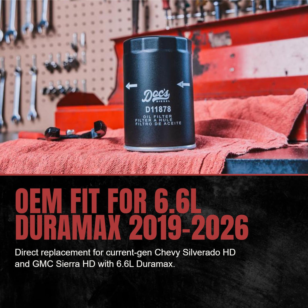 Doc's Diesel Oil Filter D11878 | Compatible with Chevrolet/GMC 6.6L