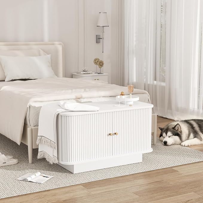 Fluted Entryway Bench with Shoe Storage, Mud Room Benches with Seat, - Image 7