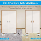 New Upgraded Furniture Sliders for Hard Floors & Carpets, 2-in-1 Furniture