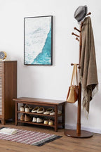 XKZG Storage Bench Wooden Shoe Rack Bench Rustic Solid Wood Entryway Bench - Image 9