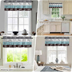 Laundry Rules Valances for Windows, Retro Blue White Wood Board Grain Kitchen - Image 7