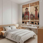 Brown Farmhouse Kitchen Curtains, Vintage Country Animals Wooden Grain Light - Image 4