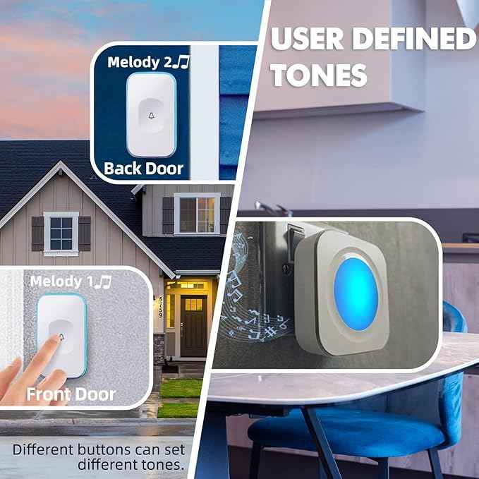 Wireless Doorbells for Home Flashing Light Doorbell