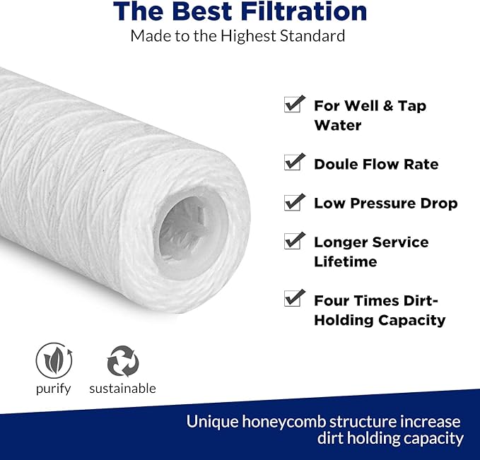 Membrane Solutions 50 Micron 10"x2.5" String Wound Whole House Water Filter - Image 5