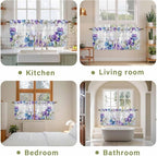 Spring Flowers Tier Curtains, Watercolor Garden Florals Wooden Grain Light - Image 8