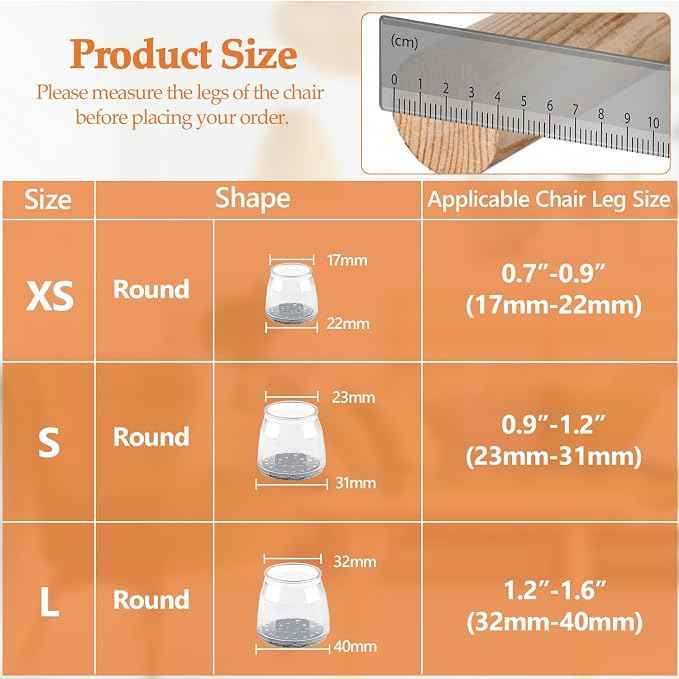 16pcs Round Chair Leg Floor Protectors, Felt Pads Chair Leg Protectors
