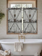 Vintage Gate Kitchen Curtains 45 Inches length, Farmhouse Wooden Grain Shabby - Image 7