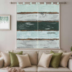Blue Teal Bedroom Curtains 72 Inch Length, Window Curtains Tab Top, Vintage - Image 9