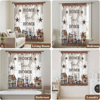 Farmhouse Sheer Curtains 54 Inch Length Retro Country Star Berry Vintage Wood - Image 7