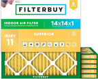 Filterbuy 14x14x1 Air Filter MERV 11 Superior Pet & Allergy Defense, by Filterbuy