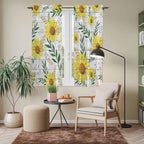 Yellow Daisy Kitchen Curtains, Farmhouse Country Flower Leaf Plant Wood Grain - Image 7