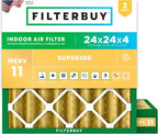 Filterbuy 24x24x4 Air Filter MERV 11 Superior Pet & Allergy Defense, by Filterbuy