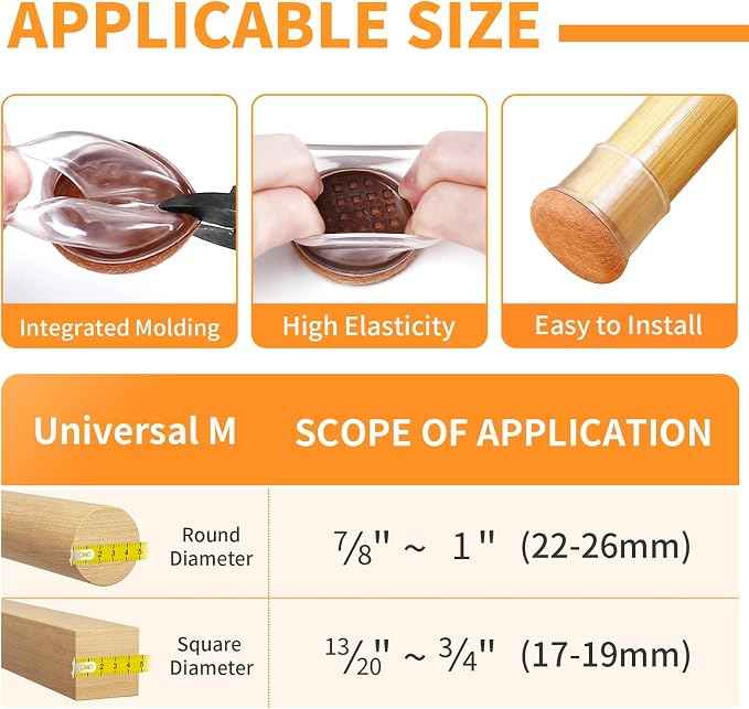 Ezprotekt 24 Pcs Clear Chair Leg Floor Protectors