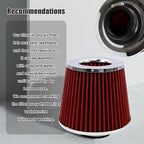RYANSTAR RACING 63mm 2.5" High Flow Round Tapered Cone Cool Air Filter Cleaner - Image 6