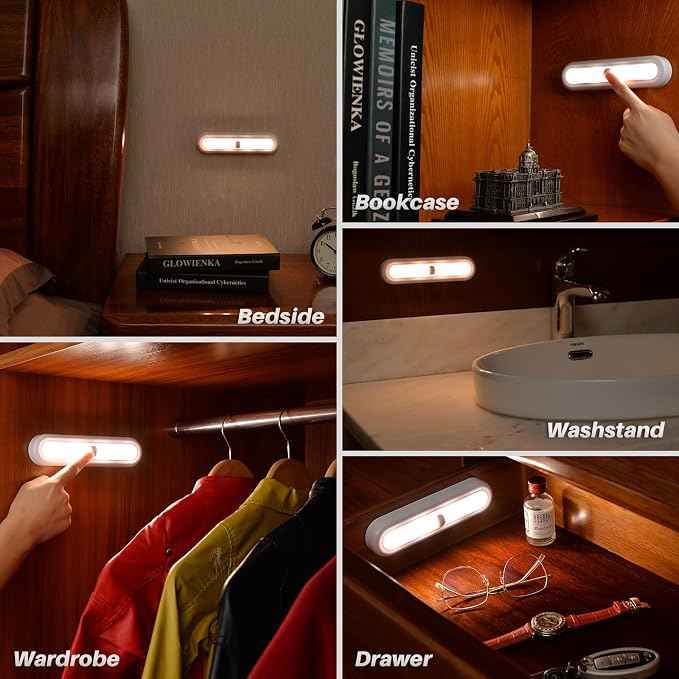 STAR-SPANGLED 3 Pack 7” Dimmable Push Tap Lights, Stick on LED Touch Lights AAA
