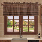 2 Pack Kitchen Valance for Windows, Farm Brown Wood Board Light Filtering Rod - Image 9
