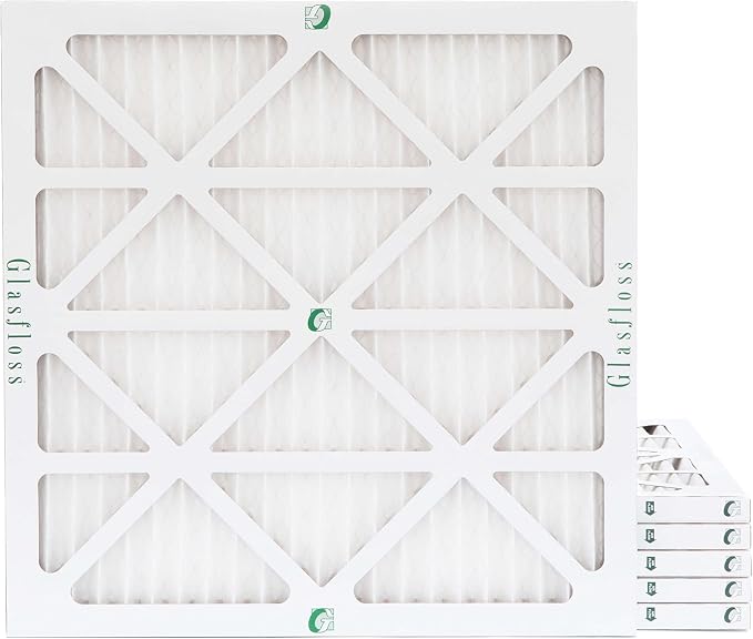 Glasfloss 22x22x1 MERV 10 Pleated Air Filters Box of 6. Actual Size: 21-1/2 x by Glasfloss