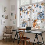 Navy Blue Pumpkin Fall Kitchen Curtains 54 Inch Long 2 Panel Set, Rod Pocket - Image 6