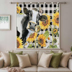 Retro Sunflowers Bedroom Curtains 72 Inch Length, Window Curtains Tab Top - Image 9