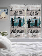 Farmhouse Bear Camper Van Tree Window Valance Curtains, Vintage Wood Grain - Image 5
