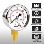 0-300 PSI Heavy-Duty Pressure Gauge, Glycerin-Filled, Stainless Steel, 1/4" NPT - Image 2