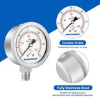 MEASUREMAN Fully Stainless Steel Hydraulic Glycerin Filled Pressure Gauge - Image 4
