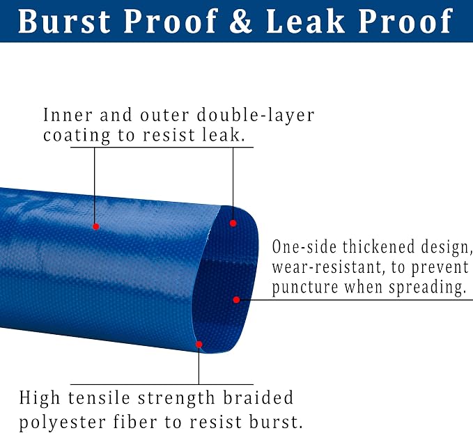2 in x 25 ft Pool Backwash Hose Heavy Duty Drain Discharge Double PVC Lay flat - Image 3