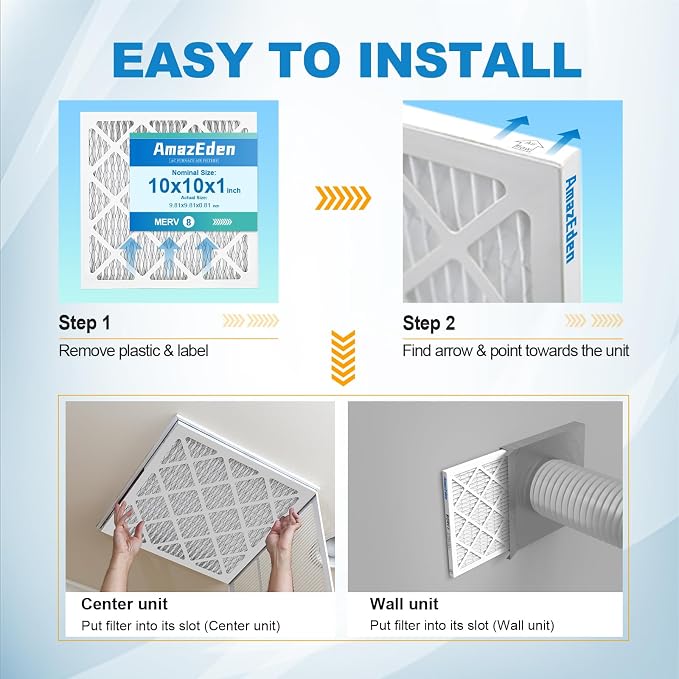 10x10x1 Air Filter 4 Pack MERV 8 Furnace HVAC AC Pleated Filters Dust Defense - Image 5