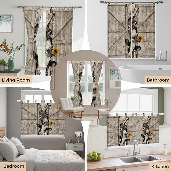 Funny Farm Animals Bedroom Curtains 72 Inch Length, Window Curtains Tab Top - Image 7