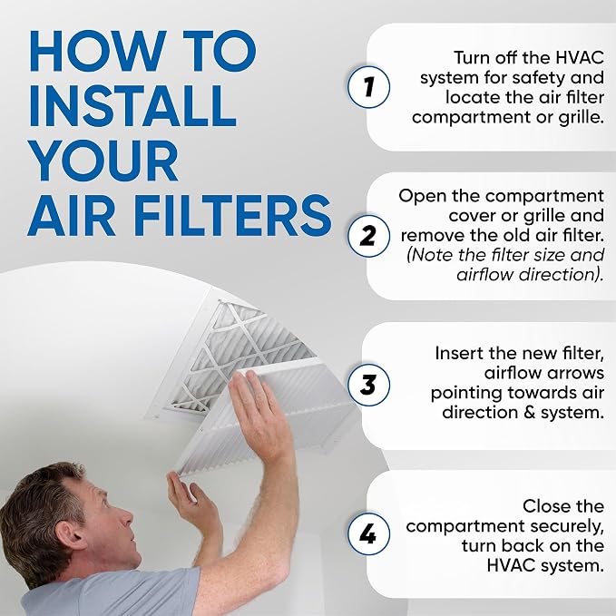 Glasfloss 25x25x1 MERV 10 Pleated Air Filters Box of 6. Actual Size: 24-1/2 x - Image 6
