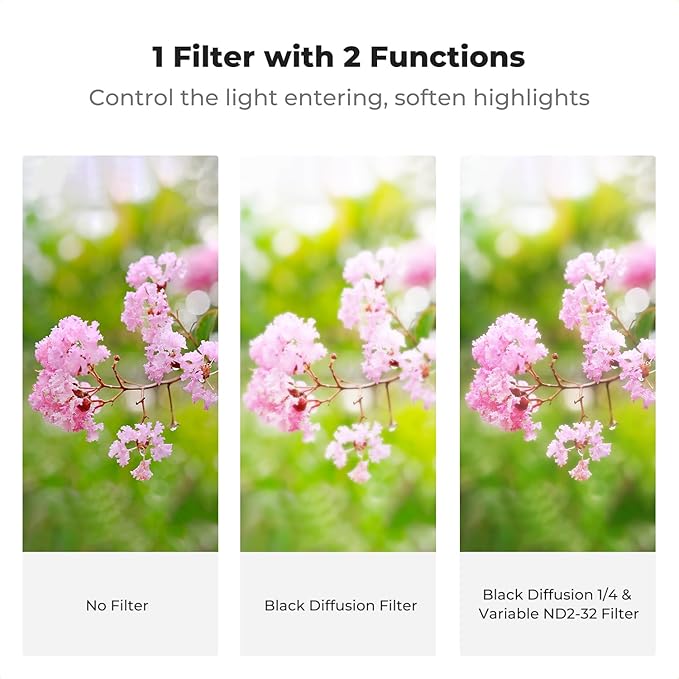 K&F CONCEPT 62mm Black Diffusion Mist 1/4 & Variable ND2-32 in-1 Filter - Image 3