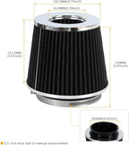 PTNHZ Universal Black 4" 102mm High Flow Cold Air Intake Cone Air Filter Power - Image 4