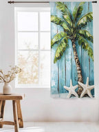 Sheer Curtains 63 Inch Length, Coastal Beach Starfish Semi Sheer Curtains Light - Image 3