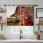 Farm Rooster Bedroom Curtains 63 Inch Length, Window Curtains Tab Top, - Image 3