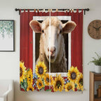 Sheep Sunflower Living Room Curtains 96 Inch Length, Window Curtains Tab Top - Image 2
