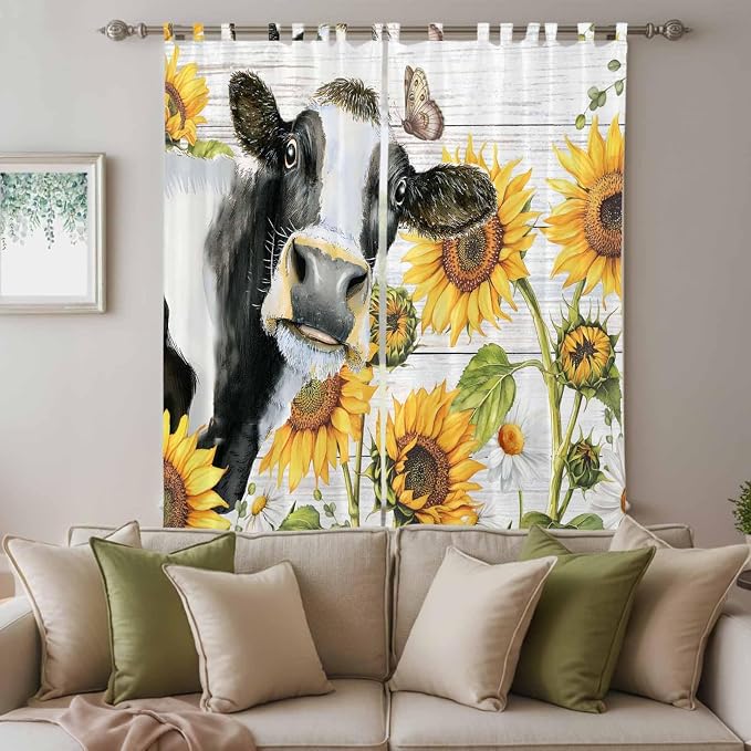 Retro Farmhouse Floral Living Room Curtains 84 Inch Length, Window Curtains Tab - Image 3