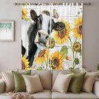 Retro Farmhouse Floral Living Room Curtains 84 Inch Length, Window Curtains Tab - Image 3