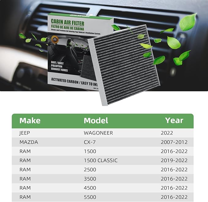 CF11671 Cabin Air Filter With Activated Carbon Compatible with RAM 1500 2500 - Image 6