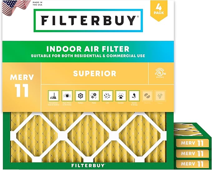 Filterbuy 11.25x11.25x1 Air Filter MERV 11 Superior Pet & Allergy Defense by Filterbuy