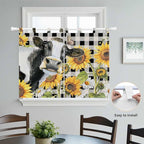Retro Sunflowers Kitchen Curtains 45 Inch Length, Short Cafe Window Curtains - Image 4