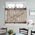 Farmhouse Wood Grain Bedroom Curtains 63 Inch Length, Window Curtains Tab Top - Image 4