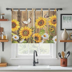 Farmhouse Sunflowers Kitchen Curtains 45 Inch Length, Short Cafe Window - Image 3