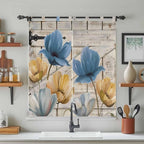 Blue Yellow Tulips Bedroom Curtains 72 Inch Length, Window Curtains Tab Top - Image 3