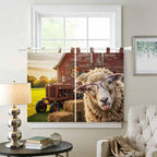 Farm Sheep Kitchen Curtains 45 Inch Length, Short Cafe Window Curtains Tab Top - Image 2
