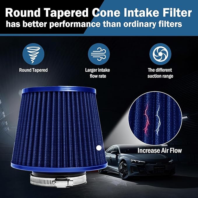 Universal Clamp-On Air Intake Filter, High Performance, Washable Filter - Image 5